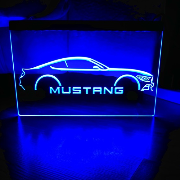 FORD MUSTANG LED NEON BLUE LIGHT SIGN 8x12 - Picture 1 of 3
